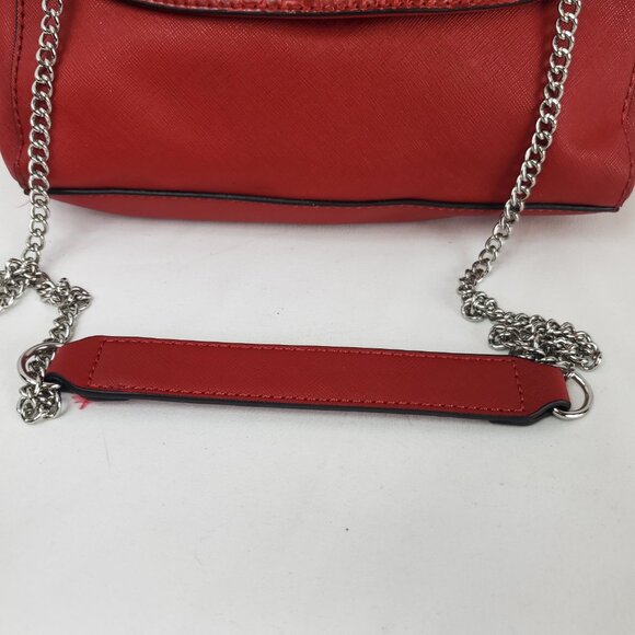Guess Red Croc Textured Silver Chain Strap Shoulder Bag/Cross Body Purse - Picture 3 of 15